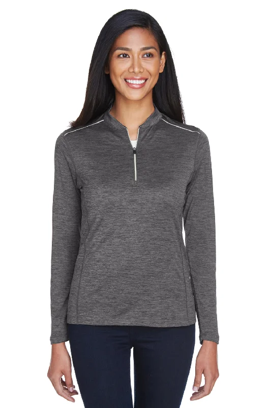 Core 365 Womens Kinetic Performance Moisture Wicking 1/4 Zip Sweatshirt - Carbon Grey/Black Hoodie with Batwing Sleeves Loose Dramatic