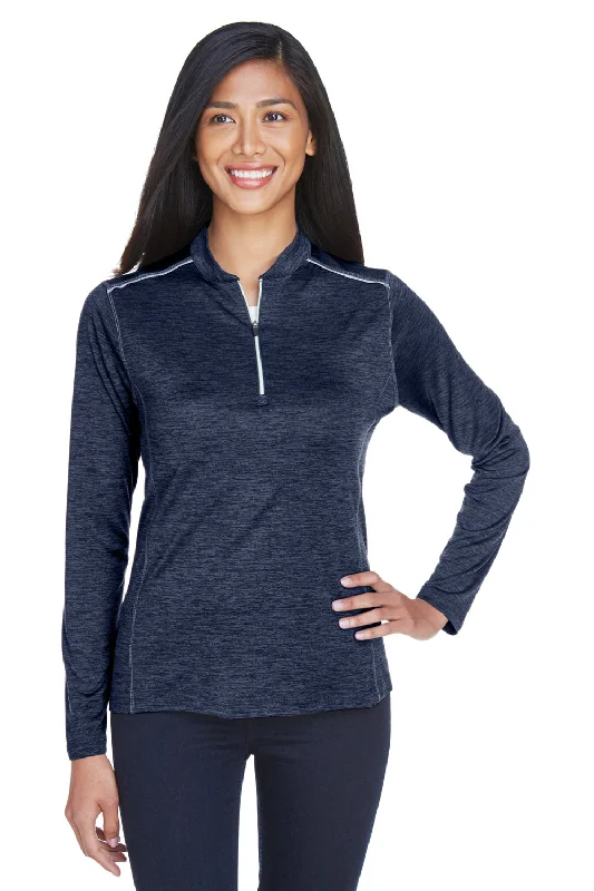 Core 365 Womens Kinetic Performance Moisture Wicking 1/4 Zip Sweatshirt - Classic Navy Blue/Carbon Grey Hoodie with Elastic Waist Stretchable Comfortable