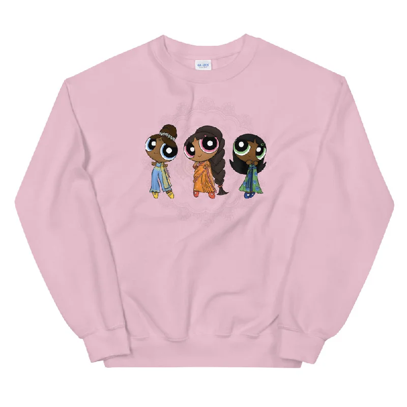 Desi Powerpuff Girls Sweatshirt Hoodie with Ribbed Cuffs Snug Fit Comfort