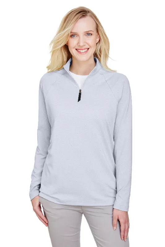 Devon & Jones Womens CrownLux Clubhouse Performance Moisture Wicking 1/4 Zip Sweatshirt - Navy Blue Hoodie with V-Neck Classic Versatile