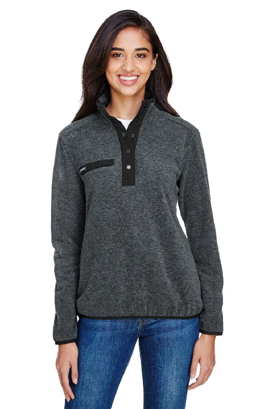 Dri Duck Womens Denali Mountain UPF 50+ Fleece Sweatshirt w/ Pocket - Charcoal Grey Hoodie with Pattern Geometric Abstract