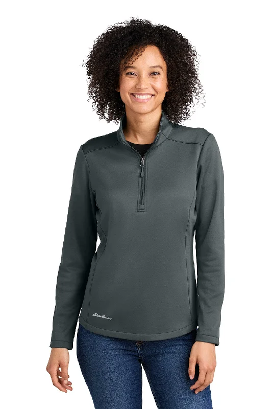 Eddie Bauer Womens Smooth Fleece 1/4 Zip Sweatshirt - Iron Gate Grey - New Hoodie with Neon Bright Vibrant