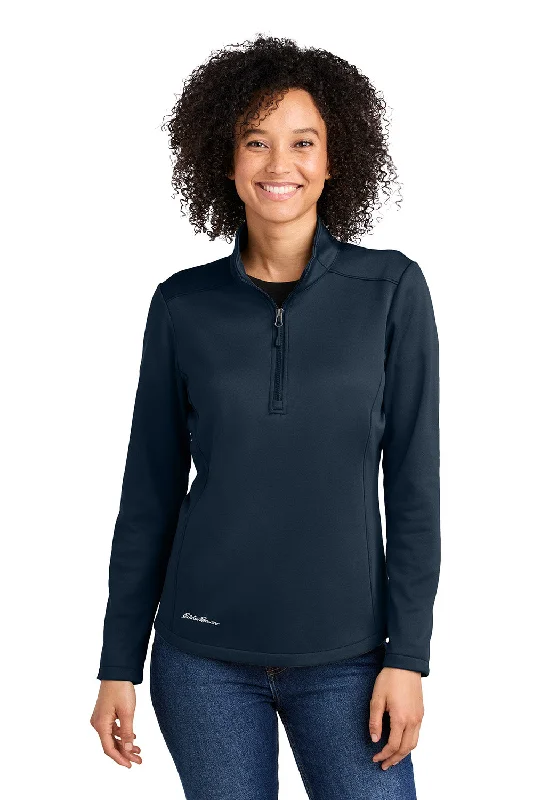 Eddie Bauer Womens Smooth Fleece 1/4 Zip Sweatshirt - River Navy Blue - New Hoodie with Sequins Glamorous Eye-catching