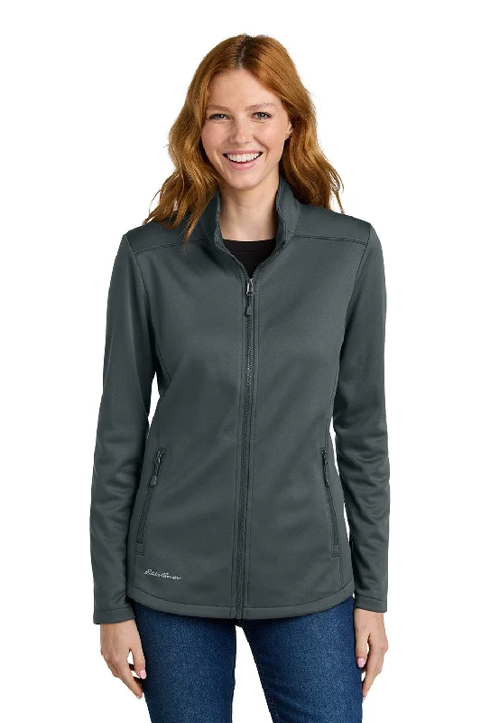 Eddie Bauer Womens Smooth Fleece Full Zip Sweatshirt w/ Pockets - Iron Gate Grey - New Hoodie with Elastic Cuffs Stretchable Comfortable