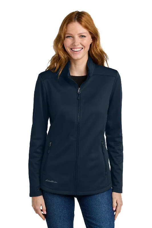 Eddie Bauer Womens Smooth Fleece Full Zip Sweatshirt w/ Pockets - River Navy Blue - New Hoodie with Longline Fit Extended Stylish