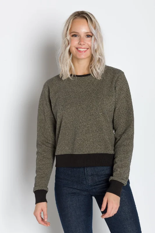 Fae | Women's Fleece Crop Top Sweatshirt Hoodie with Half-Zip Sporty Casual