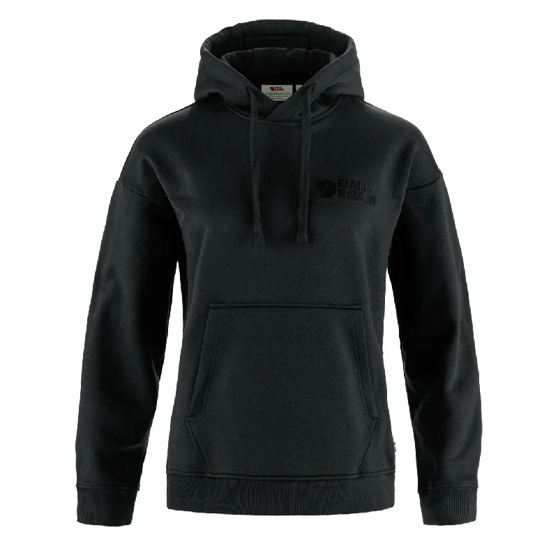 Fjallraven Womens Classic Hoodie Black Hoodie with Snap Buttons Easy Quick