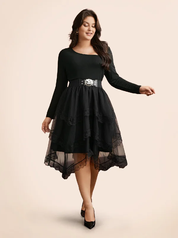 Gothic Laced Asymmetrical Hemline Skirt lace skirt intricate