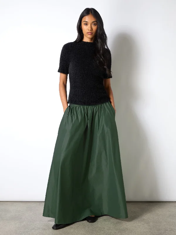 Green Taffeta Full Maxi Skirt lace skirt intricate