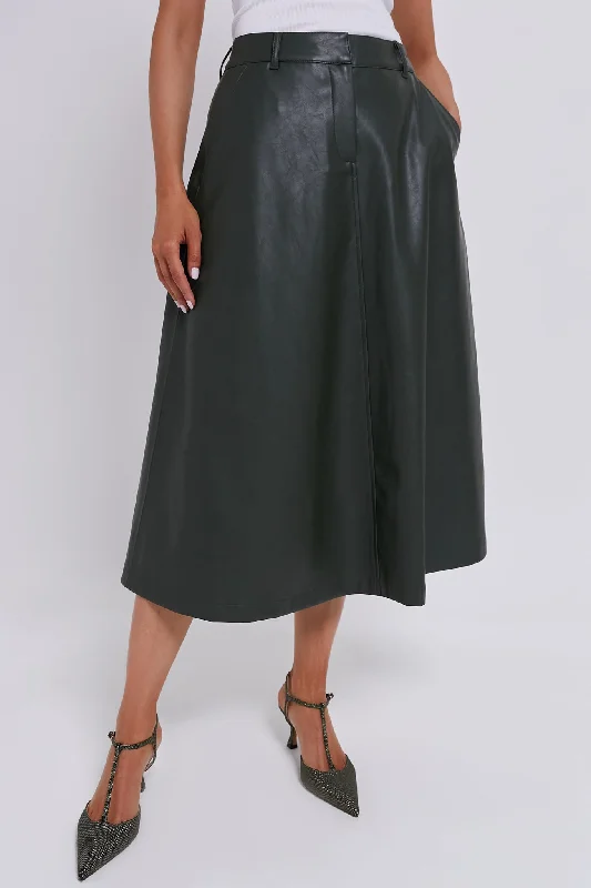 Green Leather Ira Skirt corduroy skirt cozy