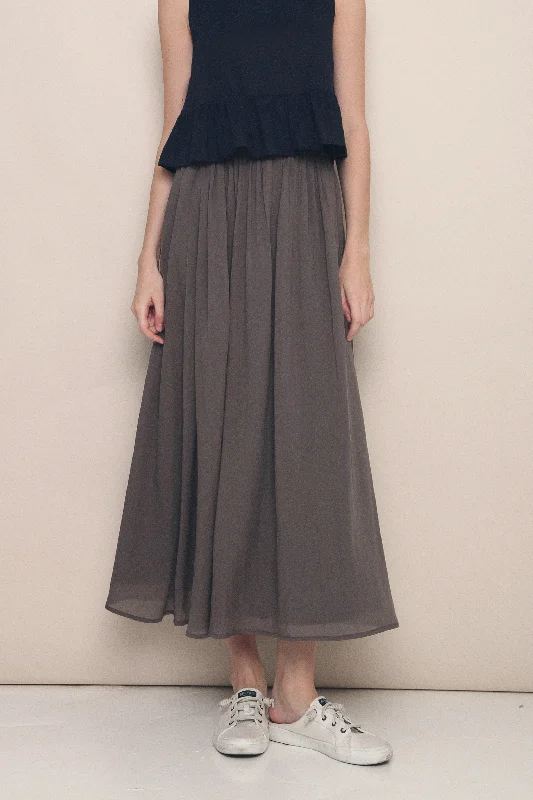 Hathaway Airy Maxi Skirt Olive spandex blend skirt