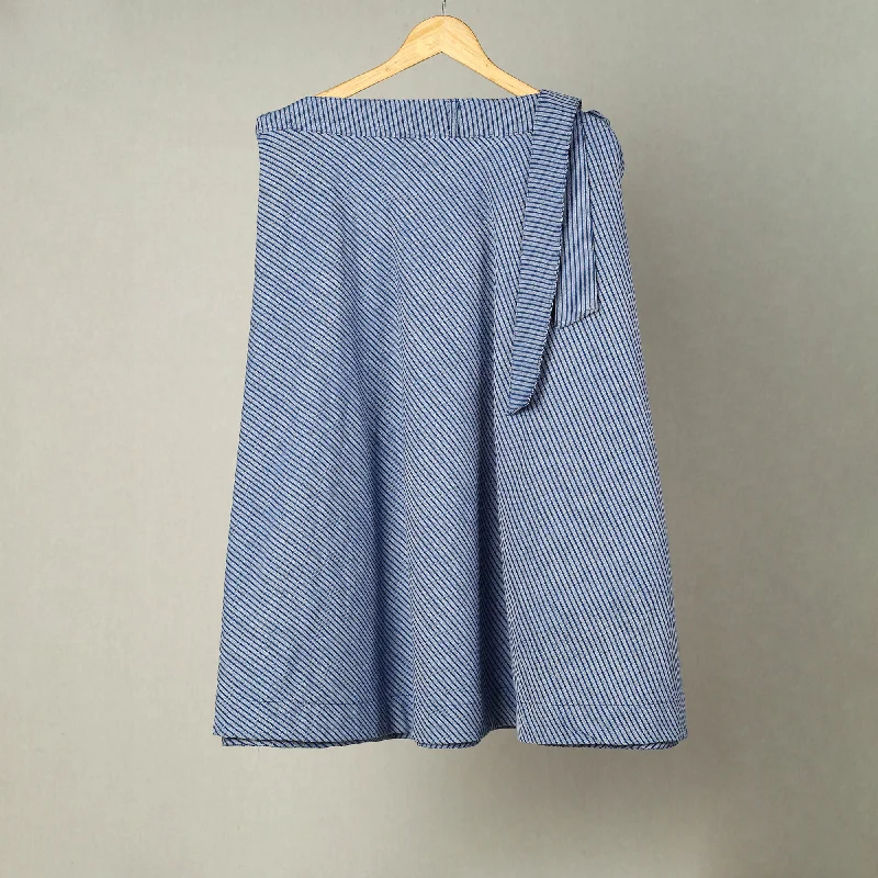 Blue - Jhiri Handloom Cotton Wrap Around Plain Skirt 03 flowy skirt hem