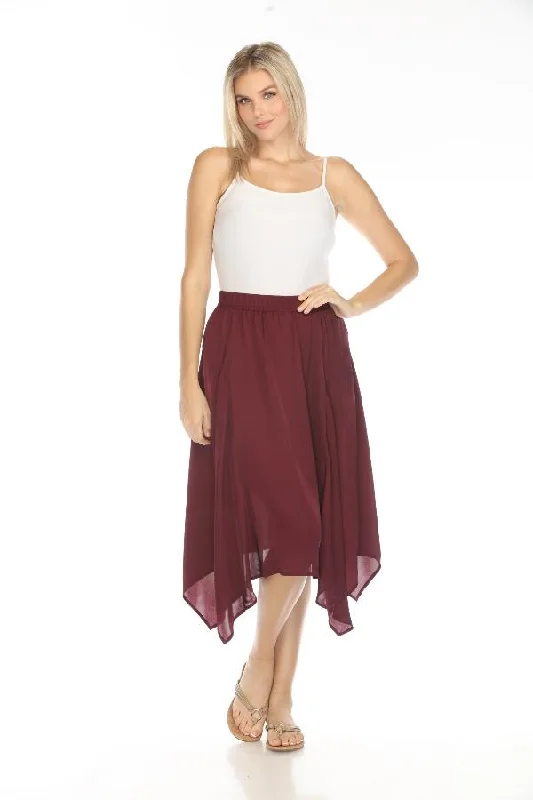 Johnny Was Calme Red Silky Handkerchief Midi Skirt O71005 lightweight skirt design