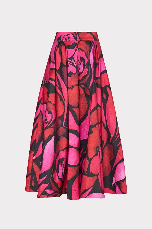 Juliet Dream Rose Taffeta Midi Skirt chiffon skirt flowing