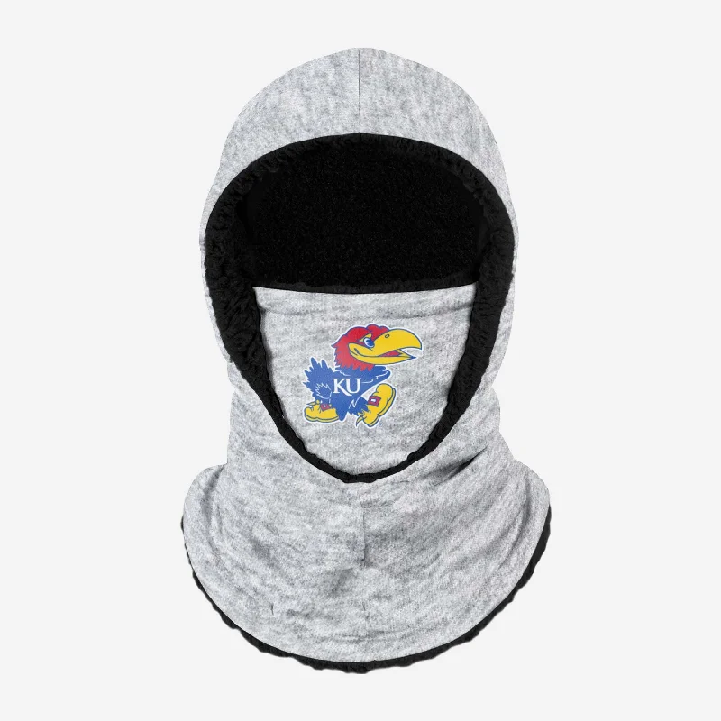 Kansas Jayhawks Heather Grey Big Logo Hooded Gaiter Hoodie with Slim Fit Tailored Modern