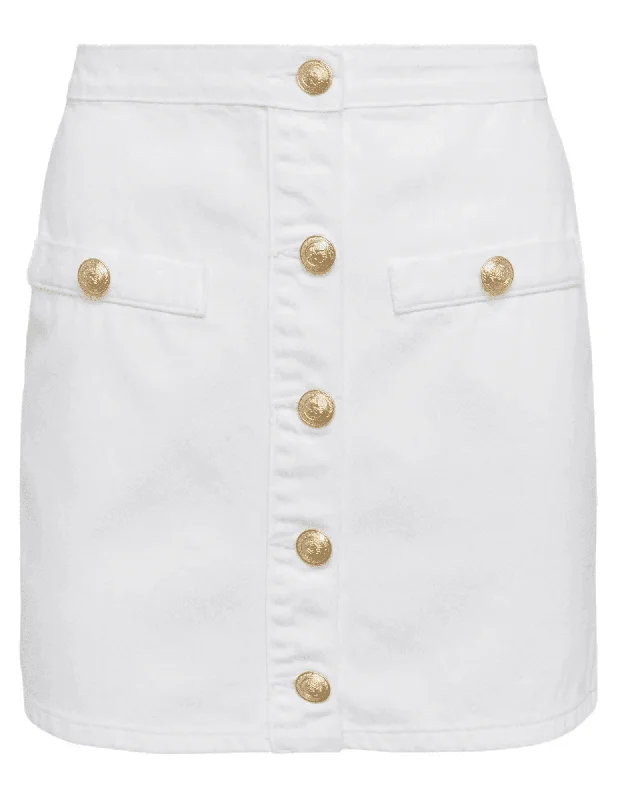 L'Agence Kris Button Front Denim Mini Skirt low waist skirt