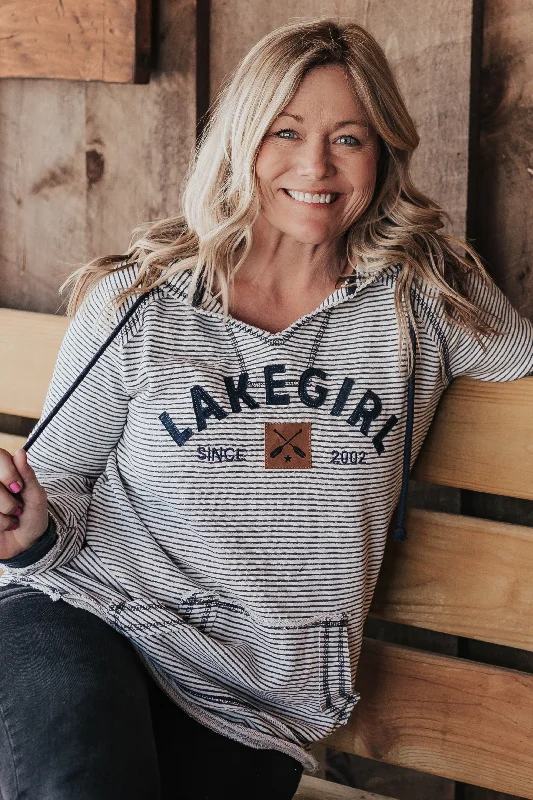 Lakegirl Arched Stripe Weekender Hoodie Hoodie with Turtle Neck Cozy Winter