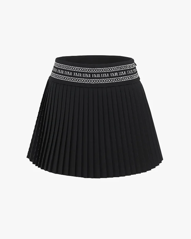 Logo band pleated skirt - Black velvet skirt sumptuous