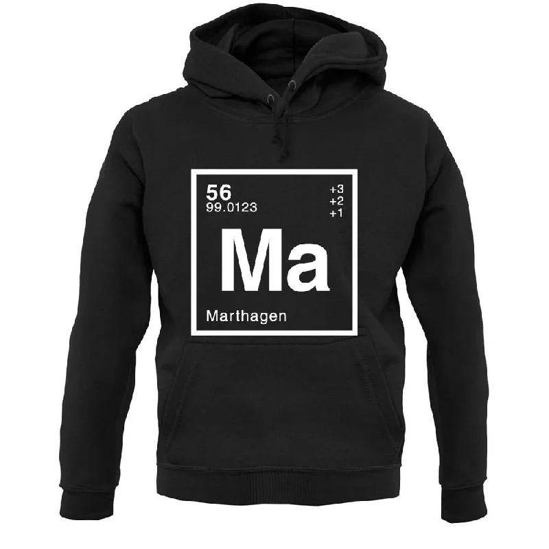 Martha - Periodic Element Unisex Hoodie Hoodie with Thumb Holes Functional Cozy