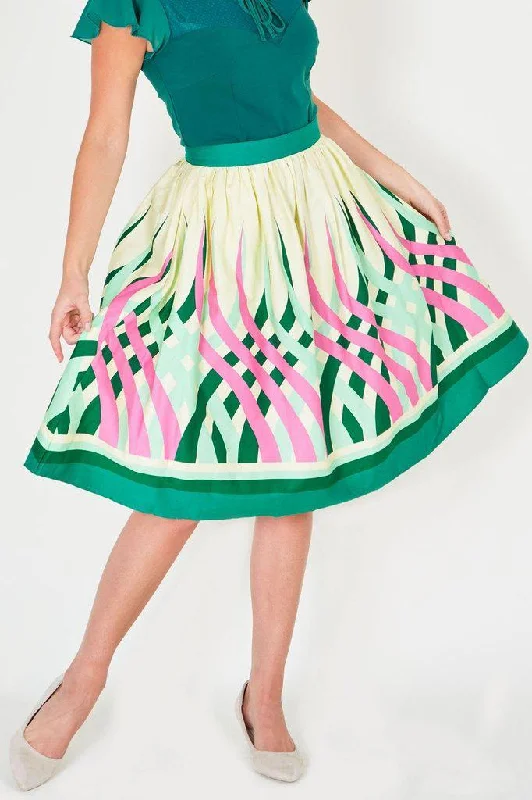 Mia Colour Wheel Border Print Flare Skirt summer skirt style