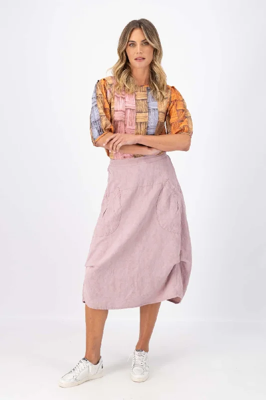 Milwaukee Del Arte Skirt Baby Pink in Demask Linen cashmere skirt soft