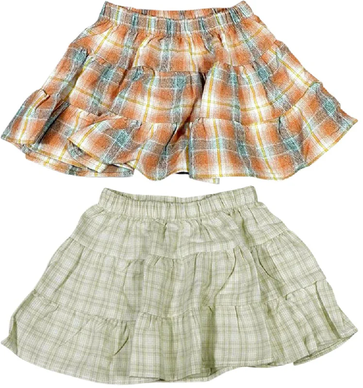 Mulberribush Toddler Girls Flannel Cotton Plaid Skirt Bottoms, 27019 linen skirt relaxed