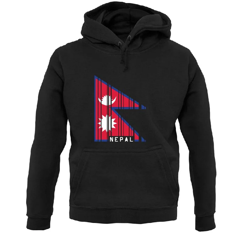 Nepal Barcode Style Flag Unisex Hoodie Hoodie with Button Placket Classic Preppy