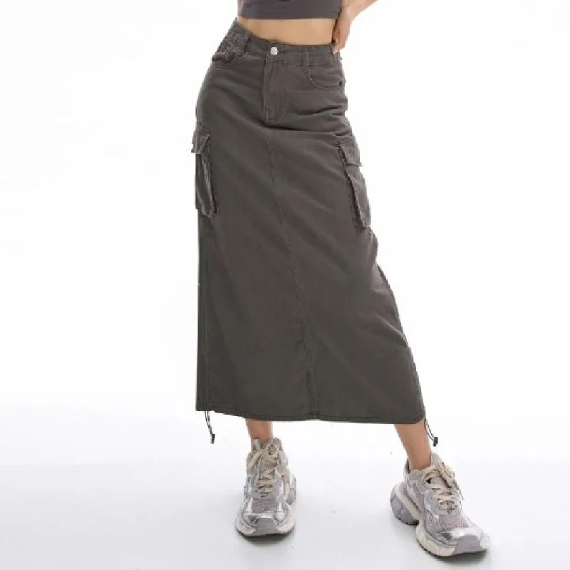 New Cargo Long Skirt asymmetrical skirt cut