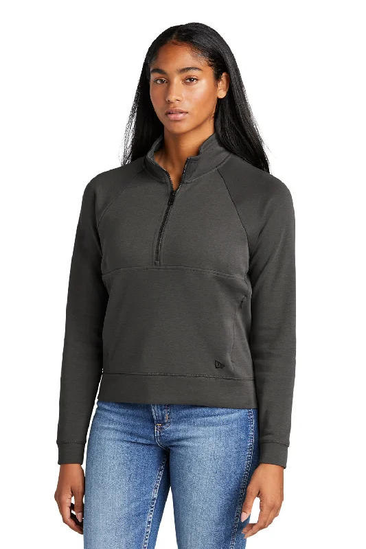 New Era Womens STS 1/4 Zip Sweatshirt w/ Pouch Pocket - Graphite Grey Hoodie with Double Zipper Versatile Adjustable