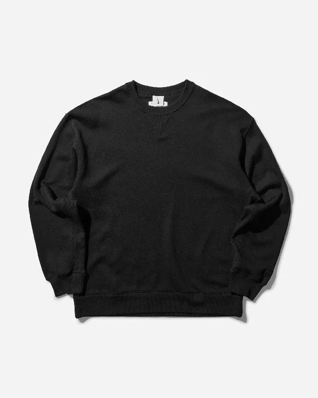 Men's Wool Classics Crewneck Sweatshirt Black Hoodie with Ribbed Neckline Snug Warm