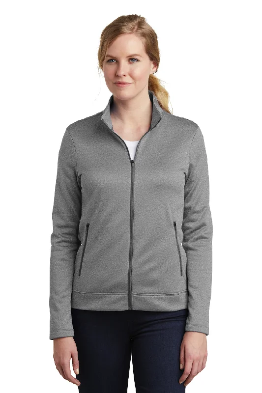 Nike Womens Therma-Fit Moisture Wicking Fleece Full Zip Sweatshirt w/ Pockets - Heather Dark Grey Hoodie with Frayed Bohemian Relaxed