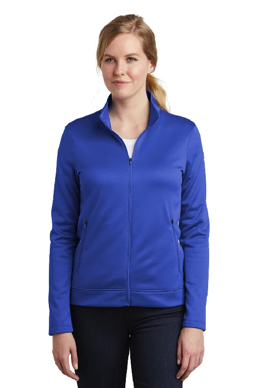 Nike Womens Therma-Fit Moisture Wicking Fleece Full Zip Sweatshirt w/ Pockets - Game Royal Blue Hoodie with Logo Branding Identity