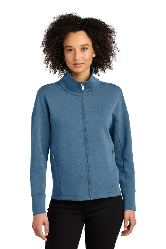 Ogio Womens Transcend Full Zip Sweatshirt w/ Pockets - Mist Blue - New Hoodie with Ribbed Cuffs Snug Fit Comfort