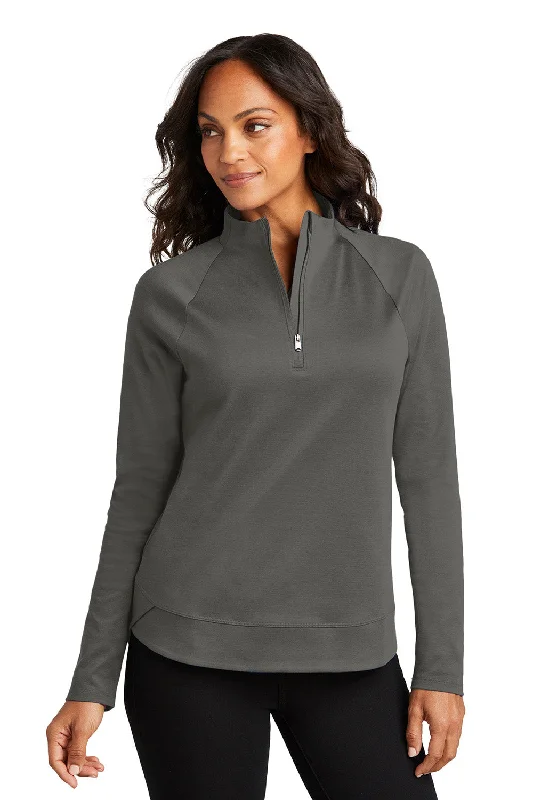 Port Authority Womens C-FREE Cypress Snag Resistant 1/4 Zip Sweatshirt - Steel Grey - New Hooded Sweatshirt Casual Wear Street Style