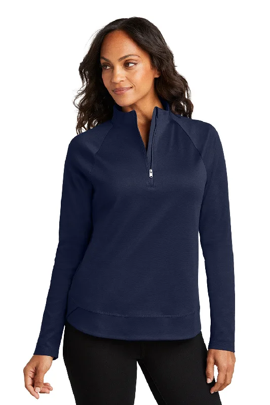 Port Authority Womens C-FREE Cypress Snag Resistant 1/4 Zip Sweatshirt - True Navy Blue - New Hoodie with Hem Lace Feminine Delicate