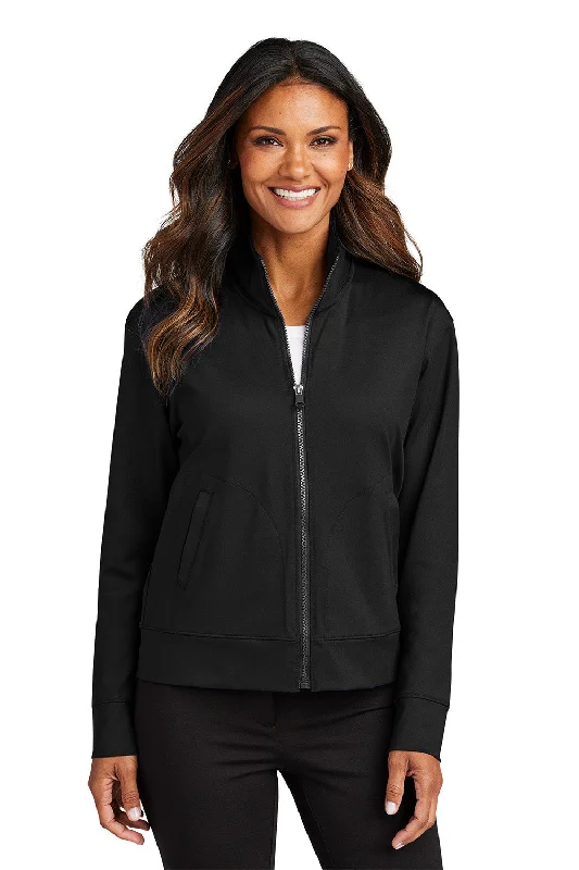 Port Authority Womens C-FREE Double Knit Moisture Wicking Full Zip Sweatshirt w/ Pockets - Deep Black - New Hoodie with Drawstring Waist Adjustable Fitted