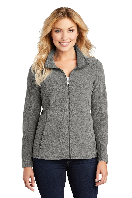 Port Authority Womens Pill Resistant Heather Microfleece Full Zip Sweatshirt - Heather Pearl Grey Hoodie Dress Longline Feminine