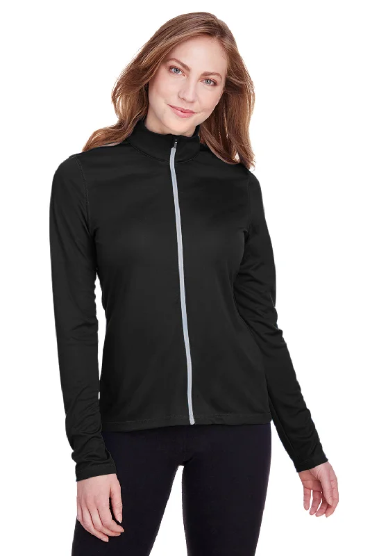 Puma Womens Icon Performance Moisture Wicking Full Zip Sweatshirt - Black Hoodie with Velcro Closure Adjustable Secure