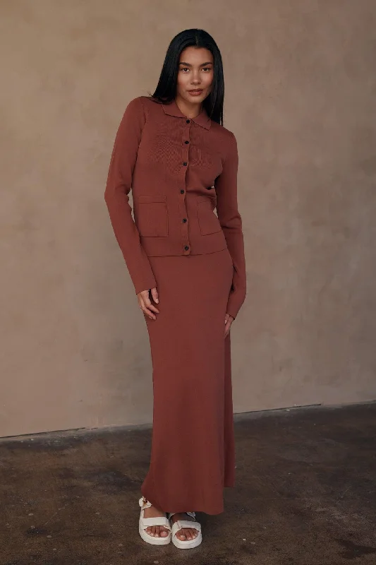 Raya Flat Knit Maxi Skirt wool skirt warm