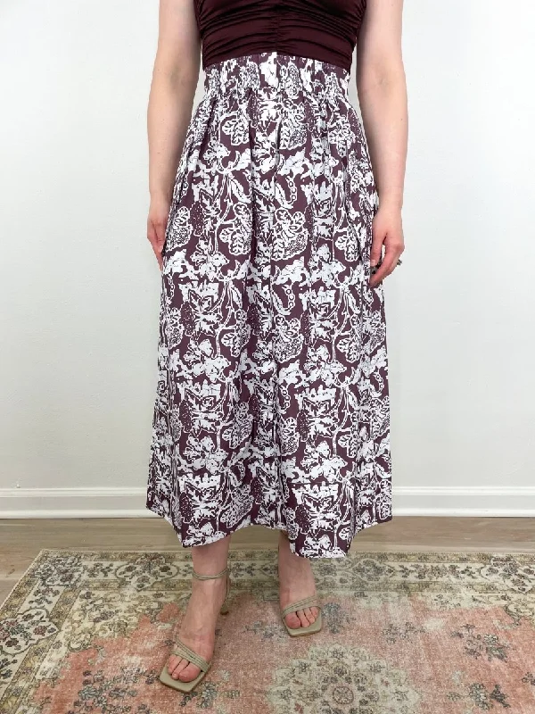 Recycled Nylon Batik Full Skirt in Cinnamon Multi velvet skirt plush