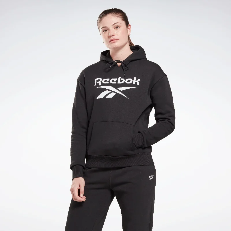 Reebok Identity Big Logo Fleece Hoodie Black Hoodie with Toggle Buttons Decorative Unique