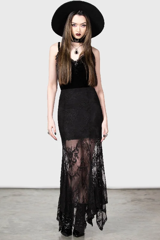 Rosa Lace Maxi Skirt velvet skirt glossy