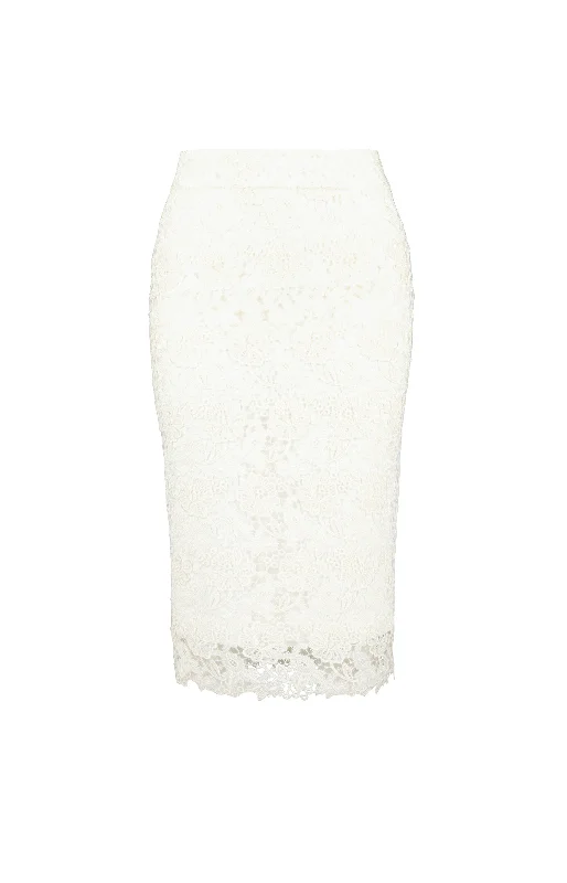 RUBIA IVORY LACE PENCIL SKIRT denim skirt durable