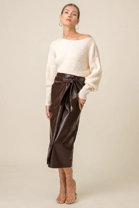Safia Midi Skirt Chocolate maxi skirt elegant