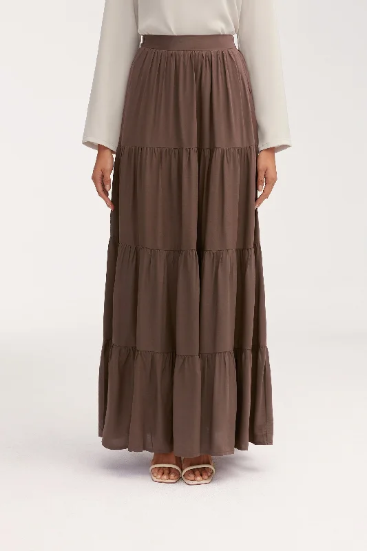 Sana Maxi Skirt - Dark Brown asymmetrical skirt cut