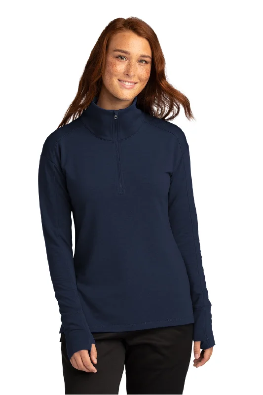 Sport-Tek Womens Flex Fleece Moisture Wicking 1/4 Zip Sweatshirt - True Navy Blue Hoodie with Strings Custom Fit Adjustable