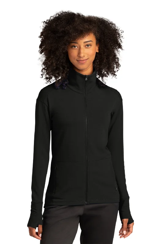 Sport-Tek Womens Flex Fleece Moisture Wicking Full Zip Sweatshirt w/ Pockets - Black Hoodie with V-Neck Classic Versatile