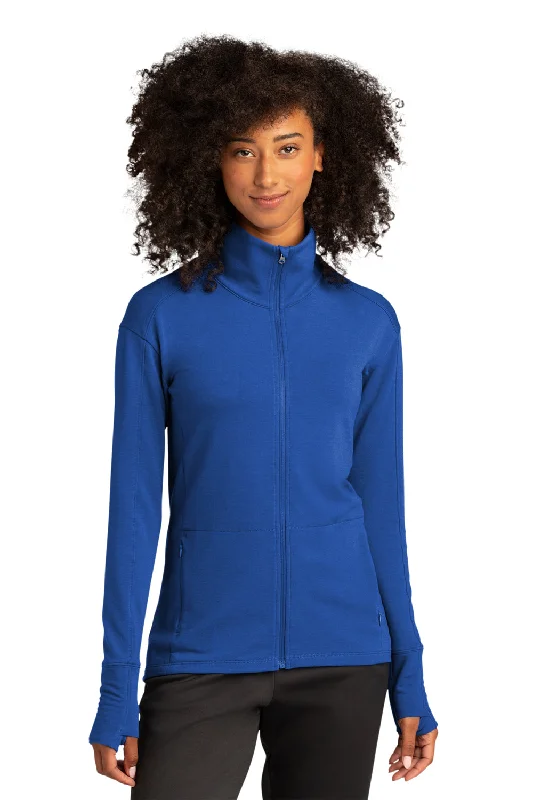 Sport-Tek Womens Flex Fleece Moisture Wicking Full Zip Sweatshirt w/ Pockets - True Royal Blue Hoodie with Applique Textured Unique