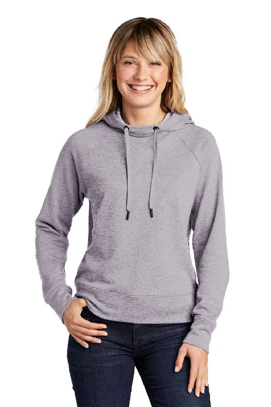 Sport-Tek Womens French Terry Hooded Sweatshirt Hoodie - Heather Grey Hoodie with Turtle Neck Cozy Winter