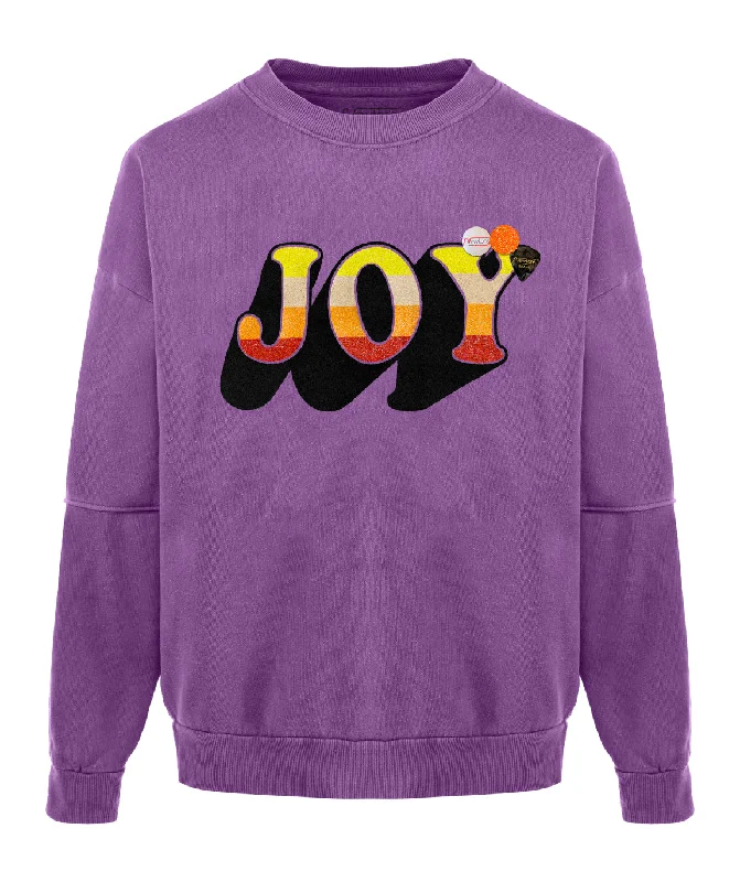 Sweatshirt roller purple "JOY FW24" Hoodie with Button Placket Classic Preppy